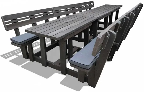 Generic Recycled Plastic Picnic Table 12-Seater XXL Plus Backs (Charcoal Cushions) Picnic Table