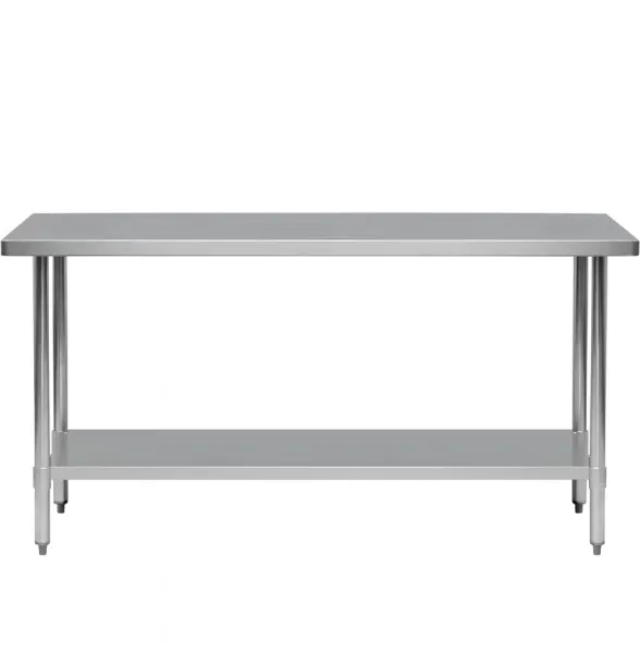 1700mm Flat-Top Stainless Steel Table with Under-Shelf Multipurpose Table
