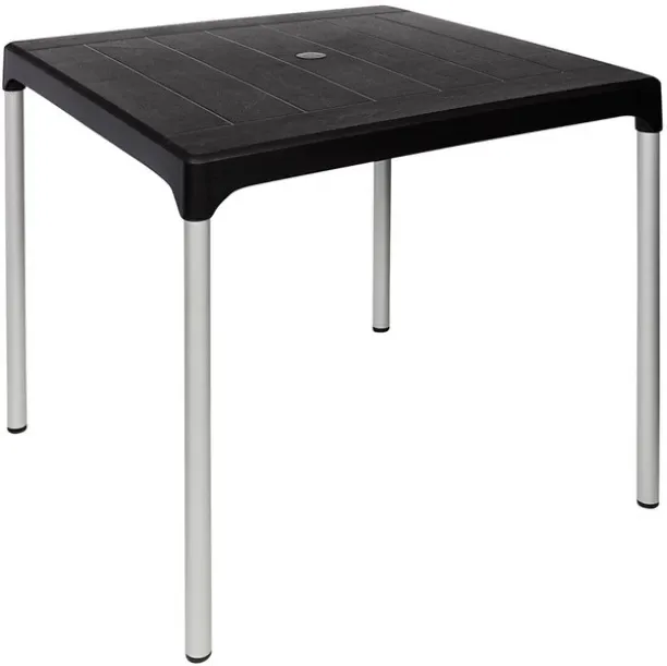 Unique TL-CHST-BK-OD-B 4 Seater Table Black 800 x 800 x 735 mm Patio Dining Table