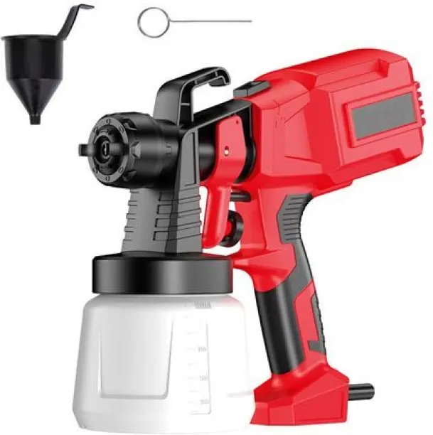 fancystuff Electric HVLP Paint Spray Gun 800ml with 3 Adjustable Spray Patterns-Red Electric Fan Sp…