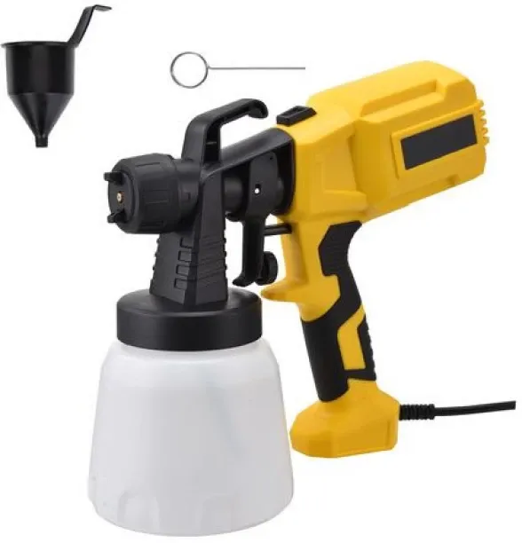 fancystuff Electric Paint HVLP Yellow Spray Gun 800ml with 3 Adjustable Spray Patterns Electric Fan…