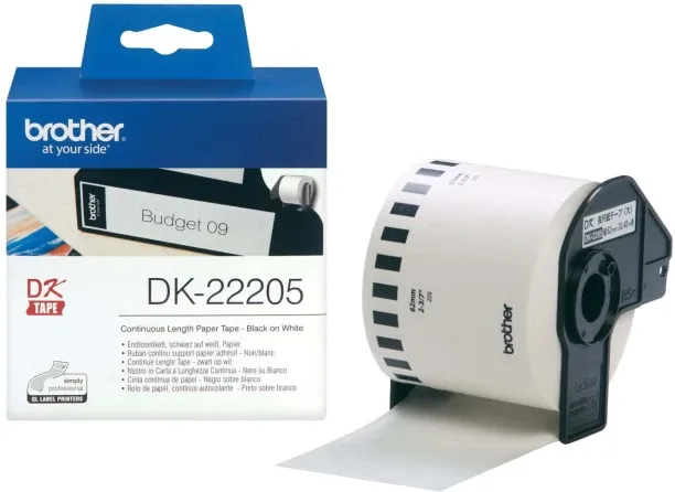Brother Dk-22205 Continuous Length Label Roll Tape 62 Mm X 30.48 Mm Paper Label