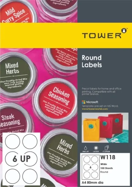 Tower W118 Self Adhesive Paper Label