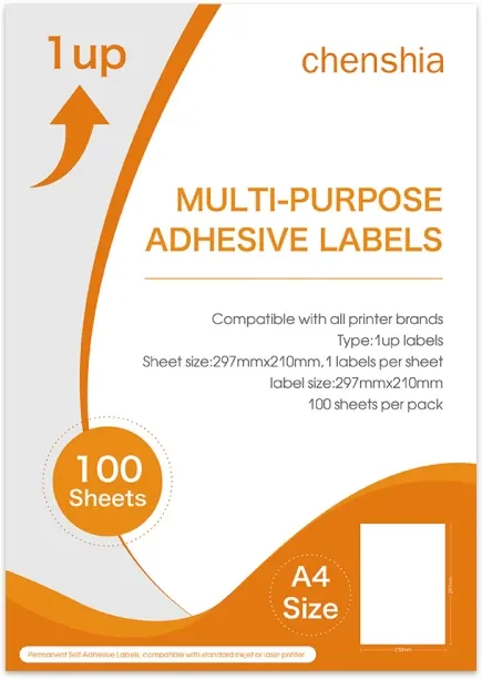 chenshia 1UP Multi-purpose Adhesive A4 -Printable Sticker Sheets for Inkjet & Laser Printers Paper …