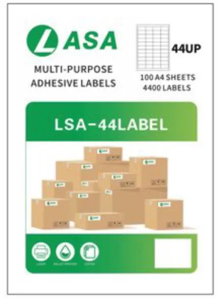 LASA FBA 44-LABEL SHEETS FOR PRINTERS - COMPATIBLE WITH AMAZON Self-Adhesive Paper Label