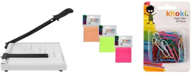Shopcom Paper Cutter A4 Plus Khoki Paper Clips And Sticky Notes Straight Blade Paper Shredder