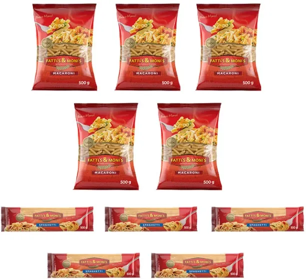 Fatti's & Moni's 5 x 500G Macaroni And 5 x 500G Sphagetti Regular Pasta