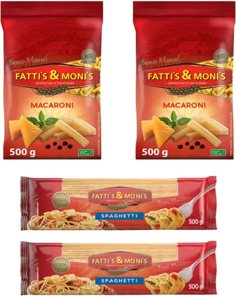 Fatti's & Moni's 2 x 500G Macaroni And 2 x 500G Sphagetti Regular Pasta