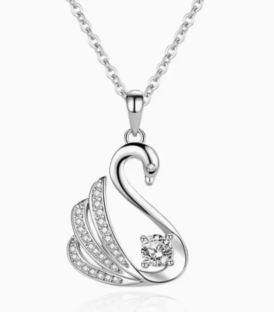 BLD 925 Sterling Silver Swan Necklace Sterling Silver Cubic Zirconia Sterling Silver