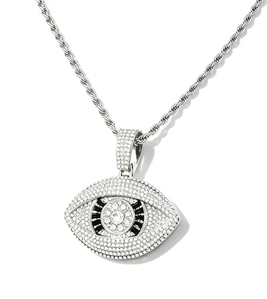 Vanja Evil Eye Lced Out Necklace Pendants Gold-plated Zircon Alloy