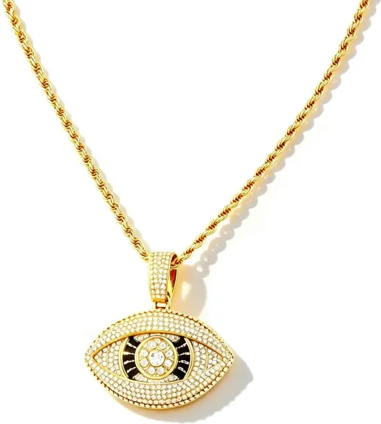 Vanja Evil Eye Lced Out Necklace Pendants Gold-plated Zircon Alloy