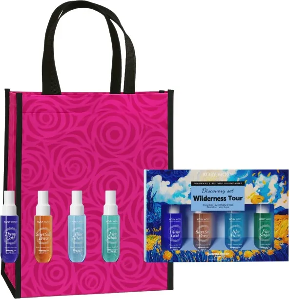Kosy Mosy Wilderness Tour Women Body Mist Set | 4 x 40ml & Pink Gift Bag COMBO Perfume - Fruity f…