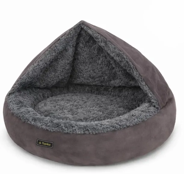 Topika Soft Dog Bed, Donut Round Calming Anti-Anxiety Dog Burrow Cave M Pet Bed