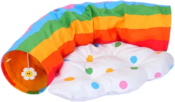 marevic Collapsible Fun Tunnel for Cats for Tents Cat Bed/Blanket Multifunctional ,Comfy Cat Mat Ca…