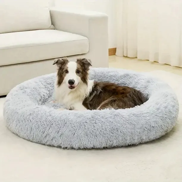 MAX Dog Beds House Long Plush Best,L 60cm,Gray NA Pet Bed