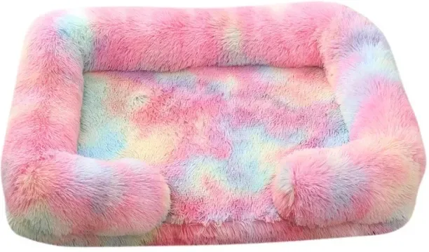 MAX Rectangular Large Dog Beds Washable Plush Fluffy,M 60x48x15cm,Colorful NA Pet Bed