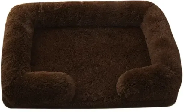 MAX Rectangular Large Dog Beds Washable Plush Fluffy,S 45x40x12cm,Coffe NA Pet Bed