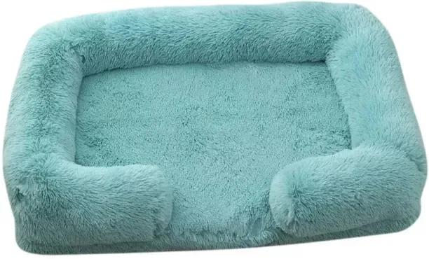 MAX Rectangular Large Dog Beds Washable Plush Fluffy,S 45x40x12cm,Emerald green NA Pet Bed