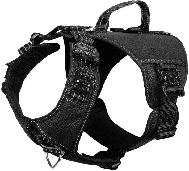 Shiyuan GN8 Tactical Dog Harness with 4X Metal Buckles for Large Sized Dogs,Reflective in Training …