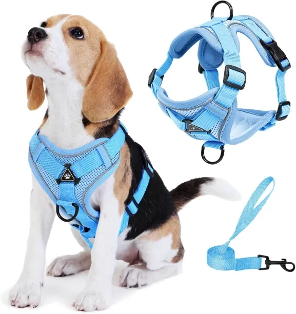 Shiyuan No Pull Dog Harness with Leash Set for Small Sized Dog, Reflective Adjustable No Choke Fron…