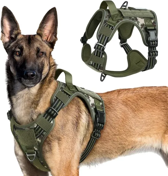 Junxidz Tactical Dog Harness for Large Dogs, No Pull Military Service Vest with Handle & Molle, Eas…