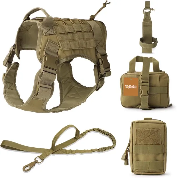 Topika Tactical Dog Vest Set,Puppy Tactical Chest Harness for Training Dog Harness & Chain