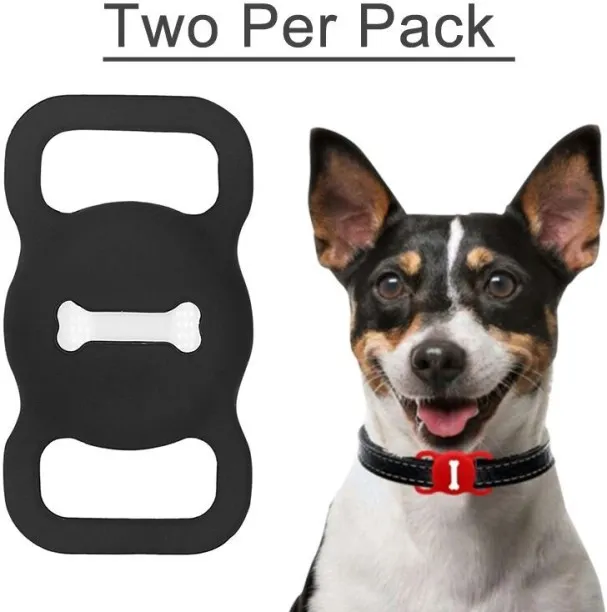 MiMi World 2pcs Silicone Airtag Holder for Pet Collar Dog & Cat Everyday Collar