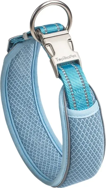 Topika Adjustable Dog Collar with Titanium Clip & Reflective Strips Dog Everyday Collar