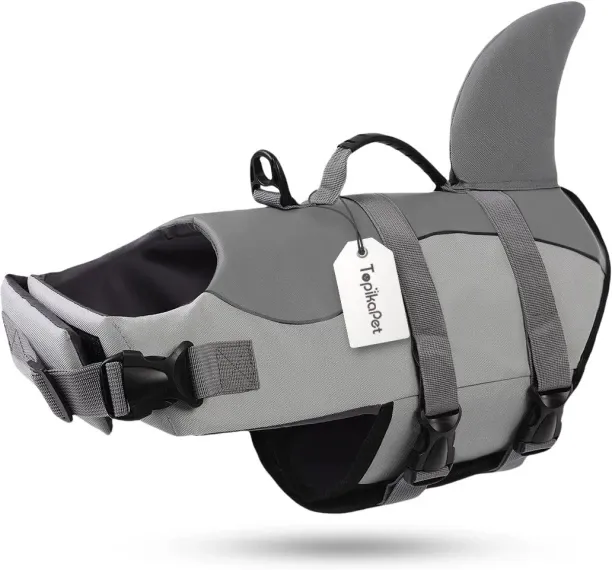 Topika Shark Life Safety Vest , Pet Life Jacket for Swimming Dog NA Harness
