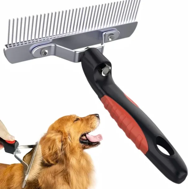 ZHY Undercoat Rake for Dogs, Long Tooth Dog Rakes Brush with Anti-Slip Handle - Dog Shedding Brushe…