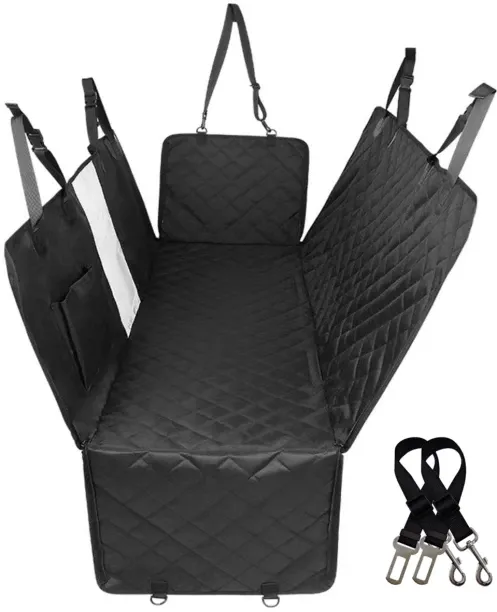 Gogooda Dog Car Seat Cover for Pets with Mesh Window & 2 Seatbelts & Storage Pocket Rakes for  Adul…