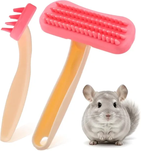 ZZP 2Pcs Bunny and Guinea Pig Brush, Rabbit Grooming Brush Kit, Soft Silicone Bunny Brushes for Sma…
