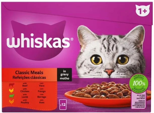 Whiskas Classic Meals Beef, Chicken, Lamb, Poultry 85 g Wet Adult Cat Food