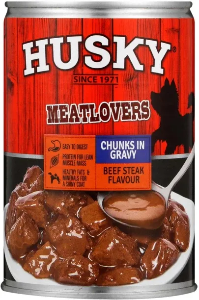 Husky Chunks in Gravy Beef Steak Flavour Beef 385 g Wet Adult, Senior, Young Dog Food
