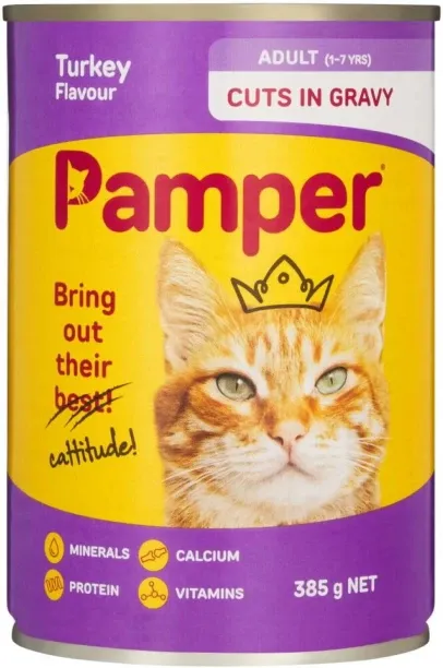 Pamper Turkey Flavour Turkey 12 x 385 g Wet Adult Cat Food