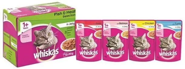 Whiskas Pouch Bulk Mpack Mix Select Jelly (Pack of 48) Beef 48 x 0.085 kg Wet Adult Cat Food