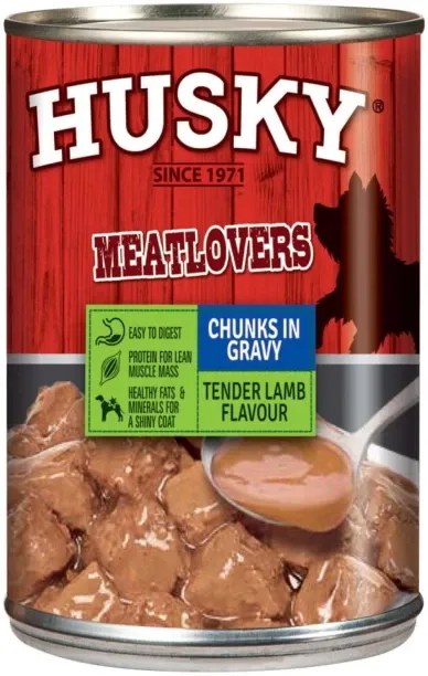 Husky Chunks in Gravy Tender Lamb Flavour Lamb 385 g Wet Adult, Senior, Young Dog Food