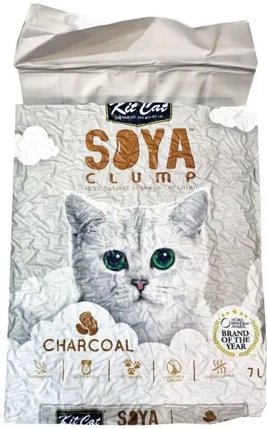Kit Cat Soya Clumping - Charcoal - 2.8kg/7l Pet Litter Tray Refill