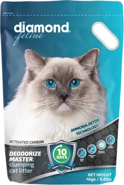 Diamond Feline Deodorize Master Clumping Cat Litter 4kg Pet Litter Tray Refill