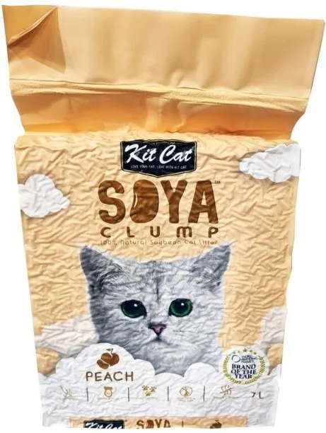 Kit Cat Soya Clumping - Peach - 7litre/ 3.5kg Pet Litter Tray Refill