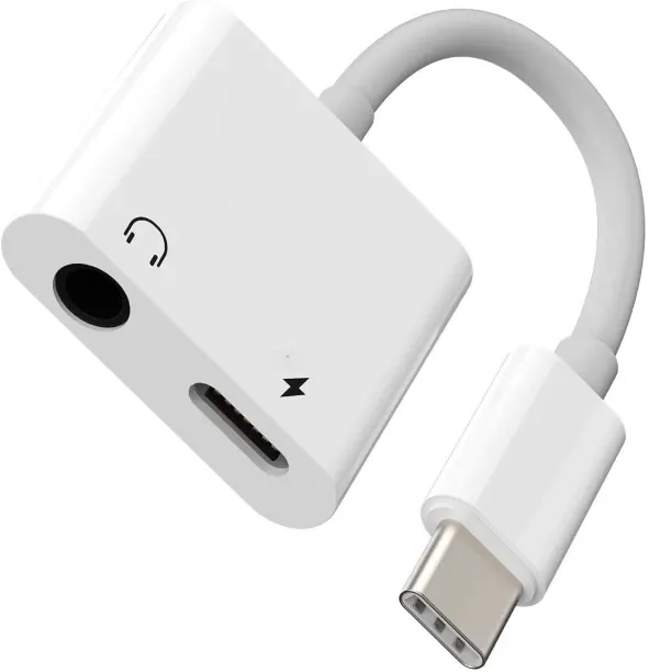 Granty White tpc-3.5+tUSB-C to 3.5mm Headphone Adapter DAC Audio Accessories(2in1) Compatible for S…