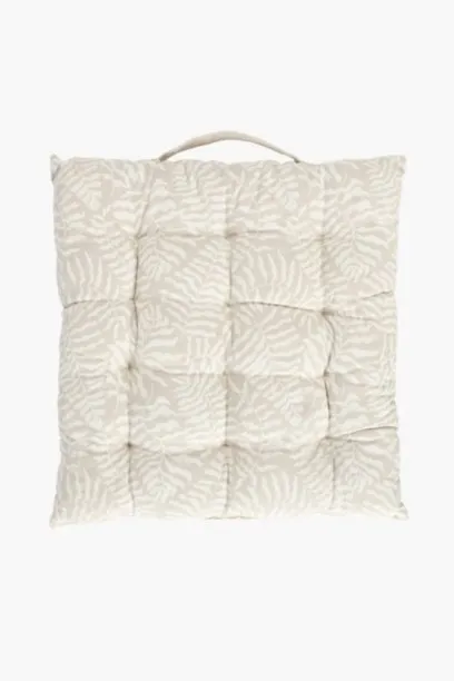 Aura Printed Coastal Cotton Chair Pad 40 × 40cm – Stone Coastal Icon Seat Cushion Cotton Solid Chai…