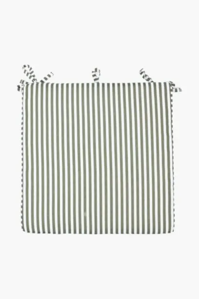 Aura Stripe Cotton Chair Pad 40 × 40cm – Green Striped Seat Cushion Cotton Solid Chair Pad