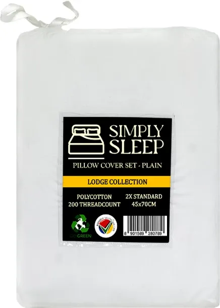 Simply Sleep Lodge Collection - Oxford Pillow Cover Set - Optical White - Standard Plain Pillow Cas…