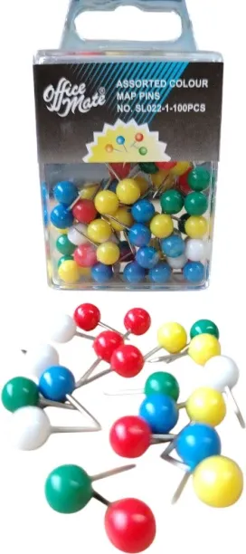 Office Mate plastic, Metal Map  Pins