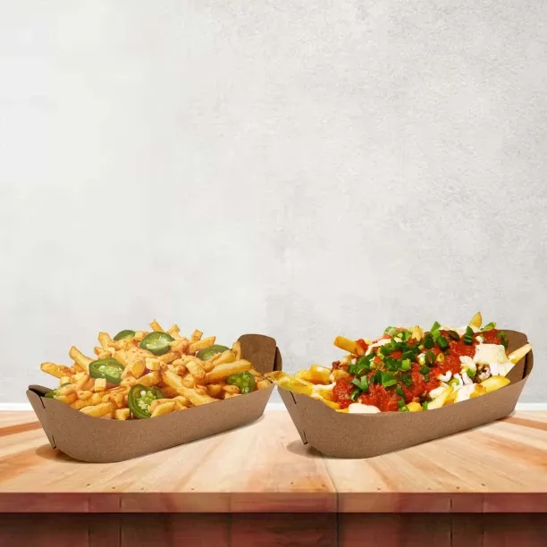 Charms Small Kraft Boat Food Tray eco-friendly takeaway Tray