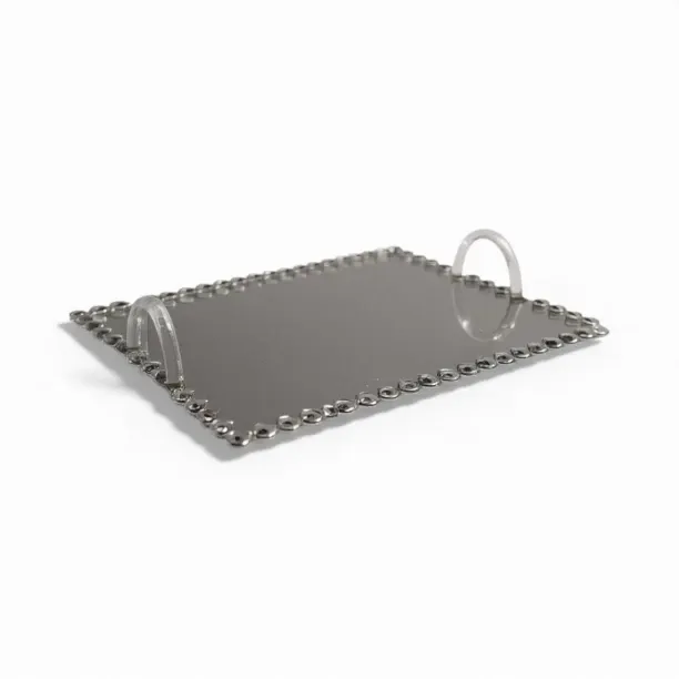 Crockery Centre Tray 36X26Cm Mirror With Diamante & Handles Tray