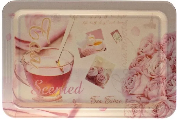 HomewareOnline Melamine Tea-Cup Printed Serving Tray
