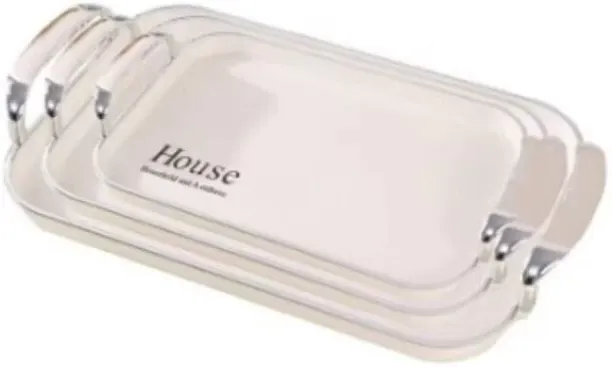 Wobuciko 3 Piece Elegant Multi-Purpose Rectangular Serving Tray Tray