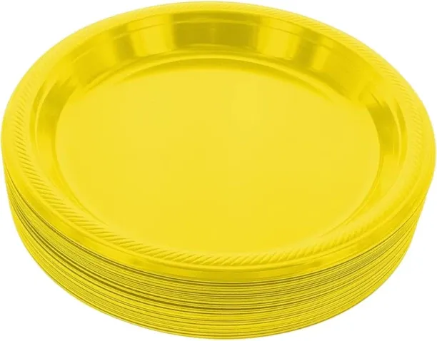 Party Plate 22cm Yellow Party Plastic Plate Dinner Plate
